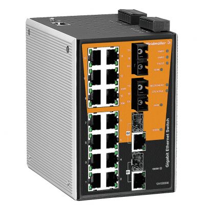 WEIDMULLER IE-SW-PL18M-2GC14TX2SC Network switch (programowany), zarządzany, Fast/Gigabit Ethernet, Liczba portów: 14 * RJ45 10/100BaseT(X), 2 * SC wielomodowy 100FX, 2 * porty combo ( 1241330000 /1sz (1241330000)